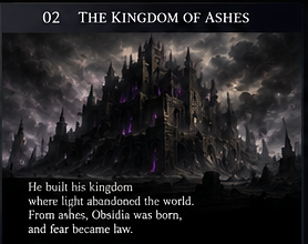 Black towers rising over the Shadow King's Kingdom of Ashes