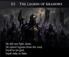 The nameless Legion of Shadows marching through ash
